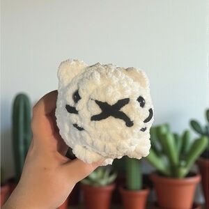 Crochet White Mini Loaf Cat